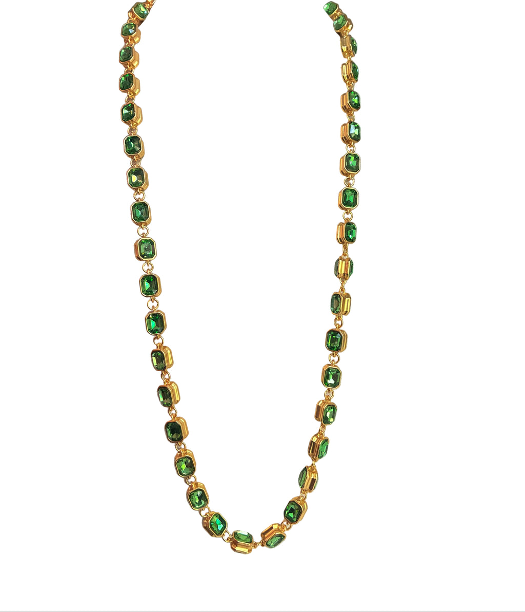 Extra Long Crystal Necklace - Blue & Green