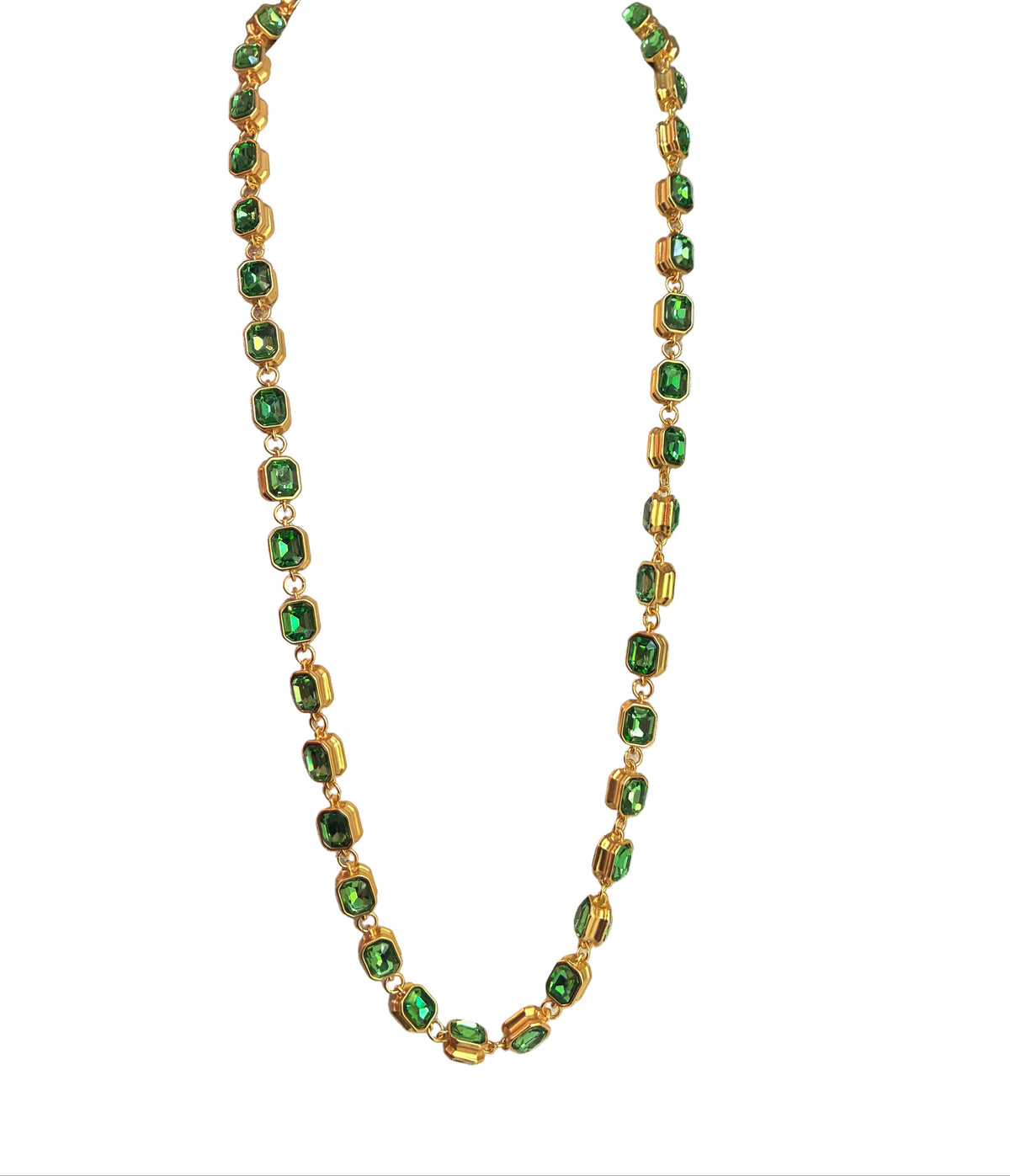 Extra Long Crystal Necklace - Blue & Green
