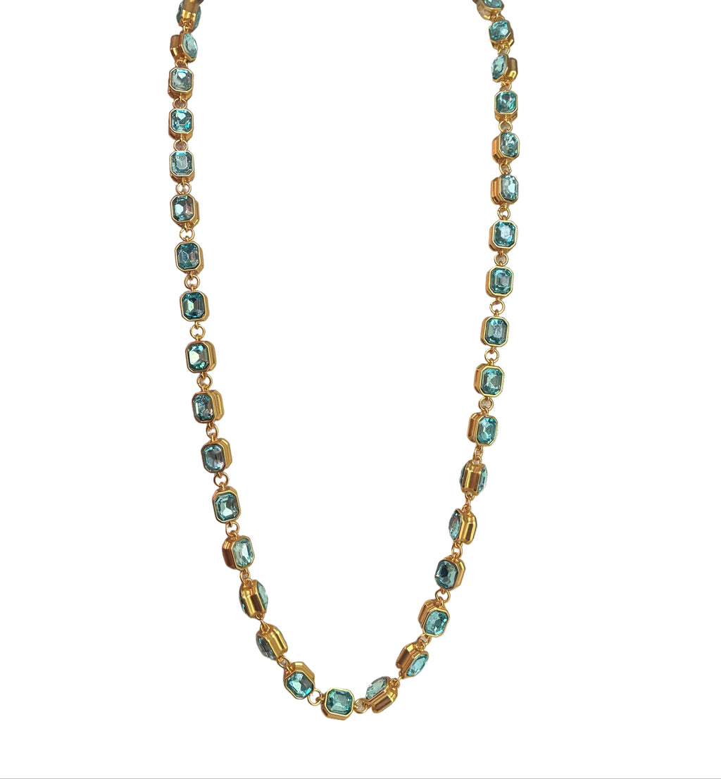 Extra Long Crystal Necklace - Blue & Green