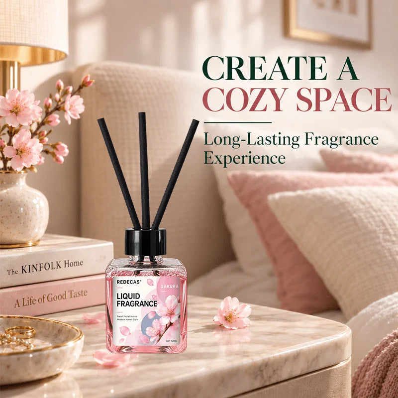 Cherry Blossom Scent Reed Diffuser Toilet Bathroom Bedroom Living Room Long Lasting Odor Eliminator Elegant Home Decor