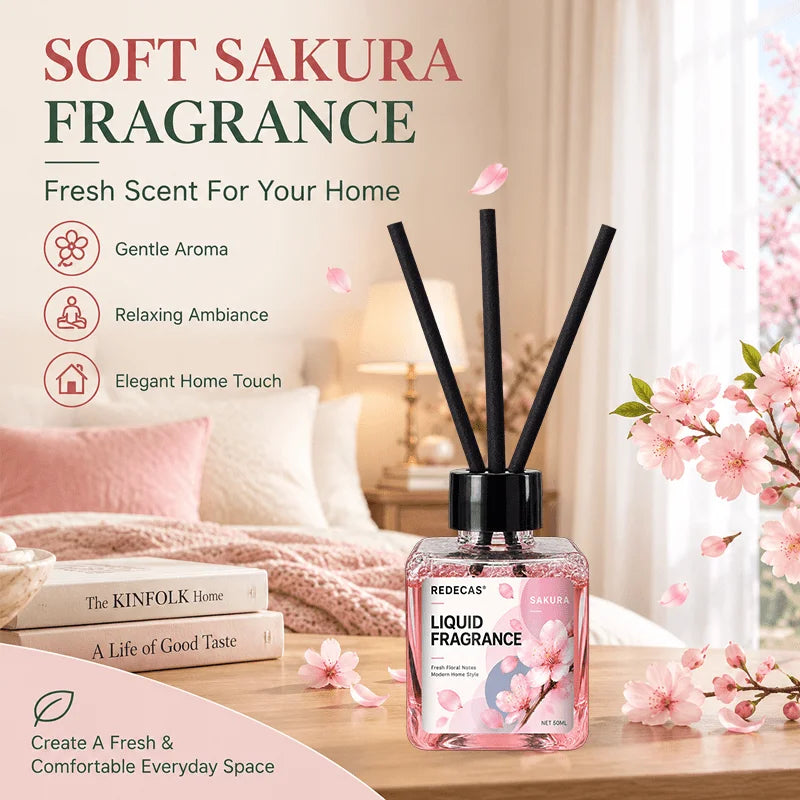 Cherry Blossom Scent Reed Diffuser Toilet Bathroom Bedroom Living Room Long Lasting Odor Eliminator Elegant Home Decor