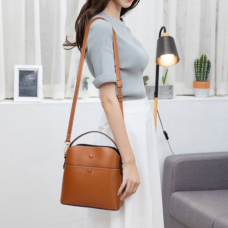 Top Grain Leather Handbag Women Natural Leather Shoulder Bag Stylish Womens Crossbody Bag
