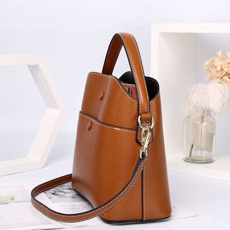 Top Grain Leather Handbag Women Natural Leather Shoulder Bag Stylish Womens Crossbody Bag